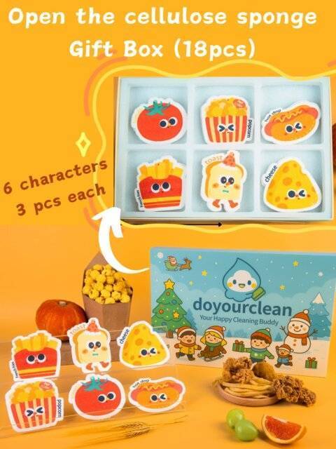 ✨ Clean with joy. Care for Earth. 🌎
Meet your new happy cleaning buddies! 💛

💧 100% cellulose sponges — made from wood pulp, not plastic.
🧽 Super absorbent & soft — clean dishes, counters, and more.
🌤 Quick-dry design — stays fresh and odor-free.
💚 Non-scratch — gentle on your favorite pans and glass.
🎁 Gift-ready box — 18 sponges, 6 adorable characters × 3 each!

Because cleaning doesn’t have to be boring — it can be cute, compostable, and kind to Earth. 🍅🥕🌽

👉 Available now at doyourclean.com
Tag us @doyourclean and show us your favorite sponge friend! 💦

#doyourclean #cellulosesponge #ecocleaning #sustainableliving #kitchendecor #nonscratchsponge #giftideas #cutehome #cleanwithjoy #zerowastehome #ecoathome #ecofriendlyproducts #kitchenlove #spongelife