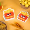Tasty Friends â French Fries Sponge | Cute Eco Kitchen Sponge Two french-fries cellulose sponges from Doyourcleanâs Tasty Friends collection on a warm yellow backdrop with snack props.