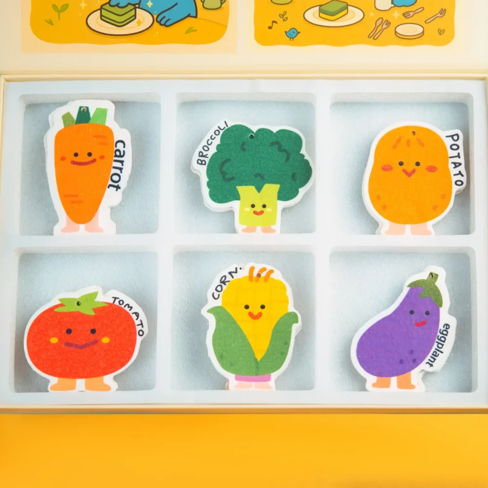 Vegetable Friends veggie cellulose sponge gift box overview